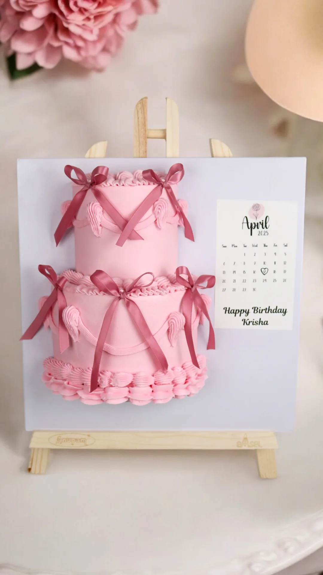 Personalised pink birthday cake by Grangs Kitchen