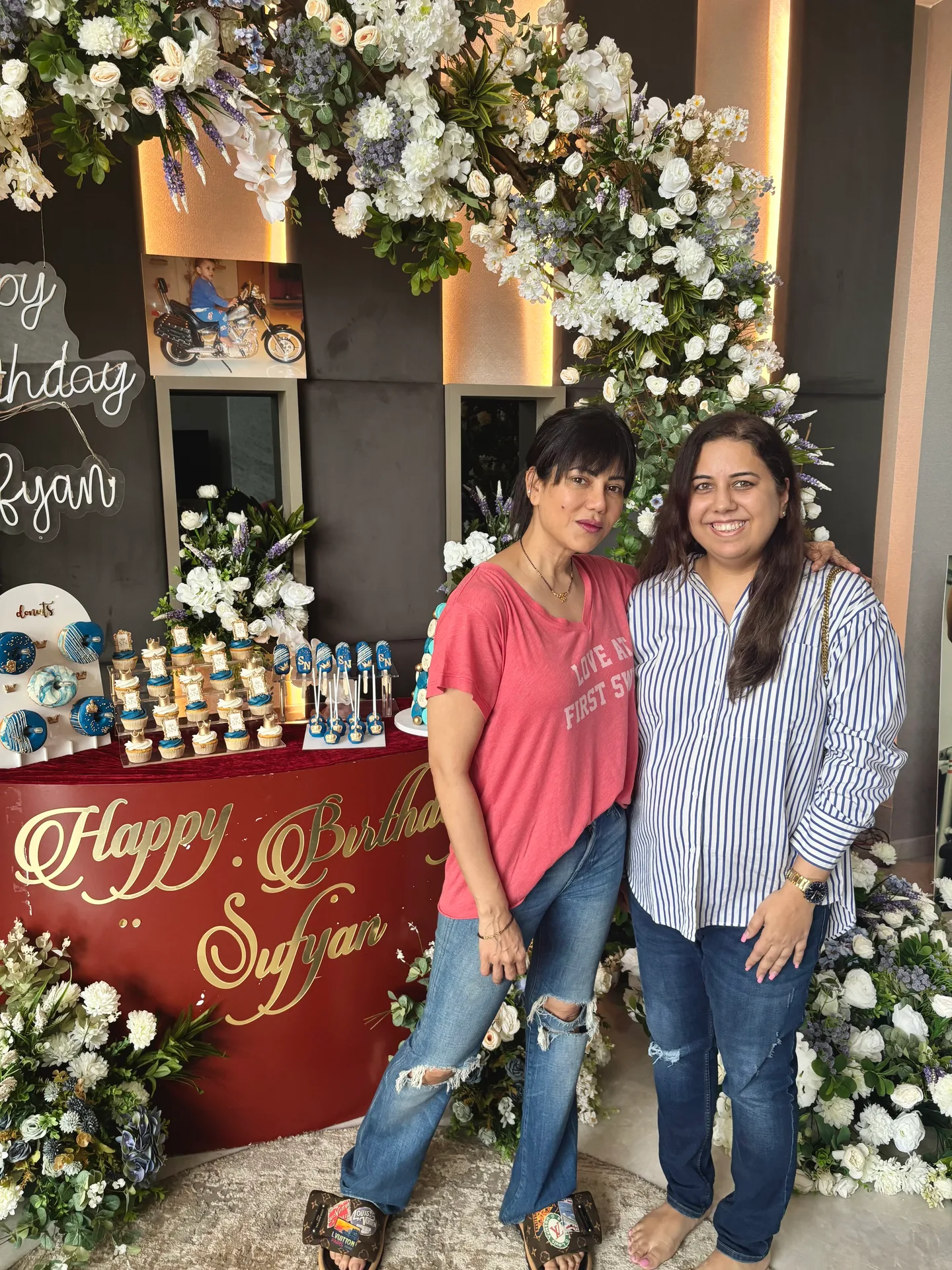 Chef Ruchi at the Sufyan birthday dessert setup