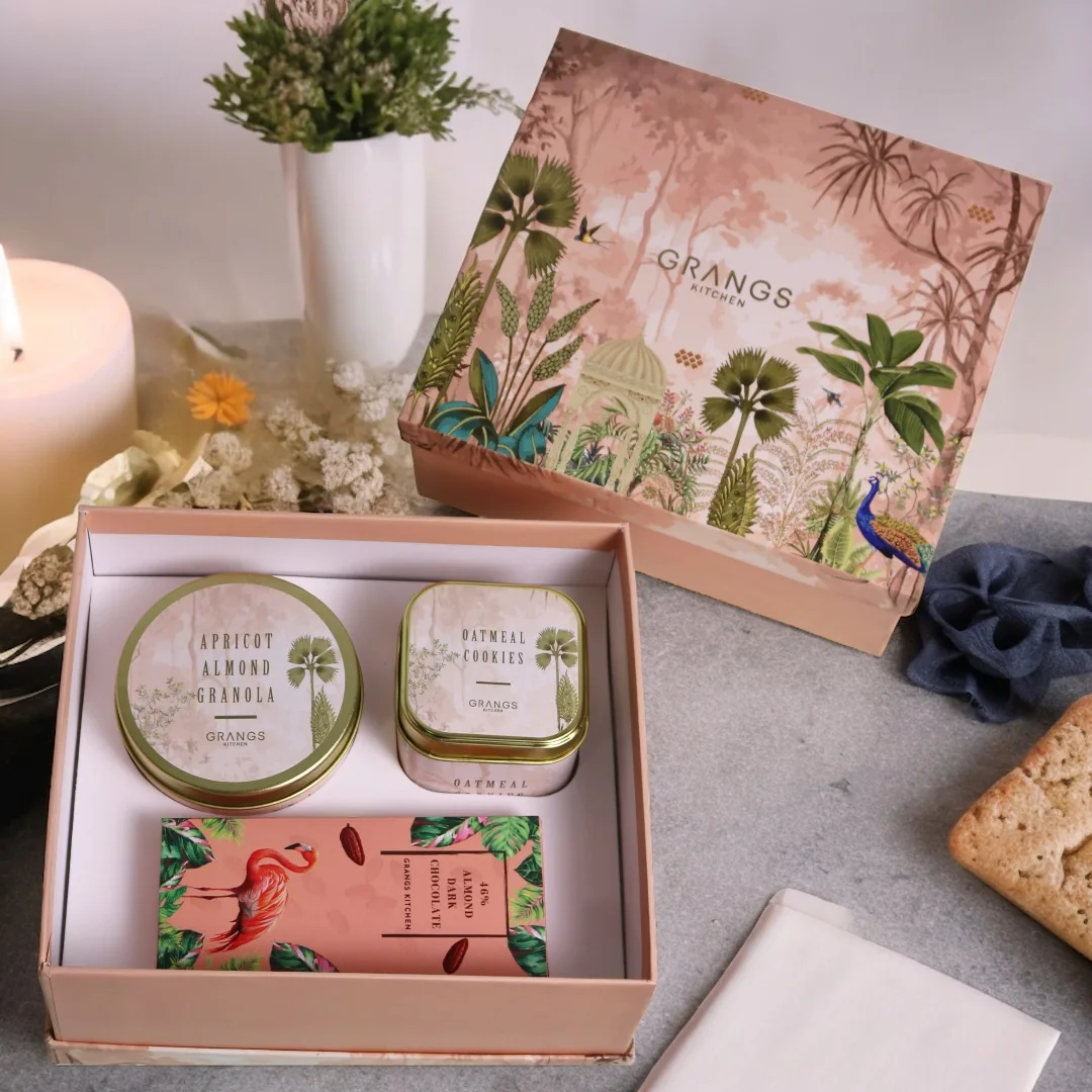 Boxed gifting hamper with assorted treats