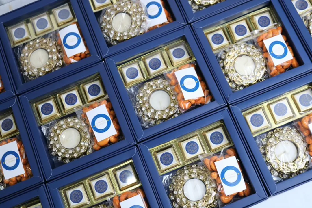 Bulk-friendly boxed chocolate gifts arranged for corporate gifting