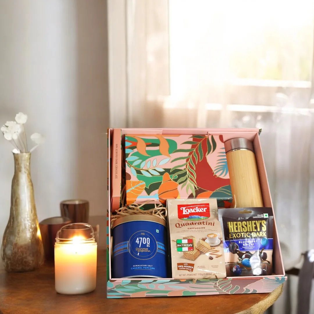 Packaged food gift box with pantry treats