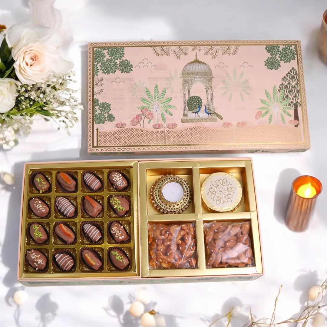 Pastel chocolate gift box with assorted chocolates