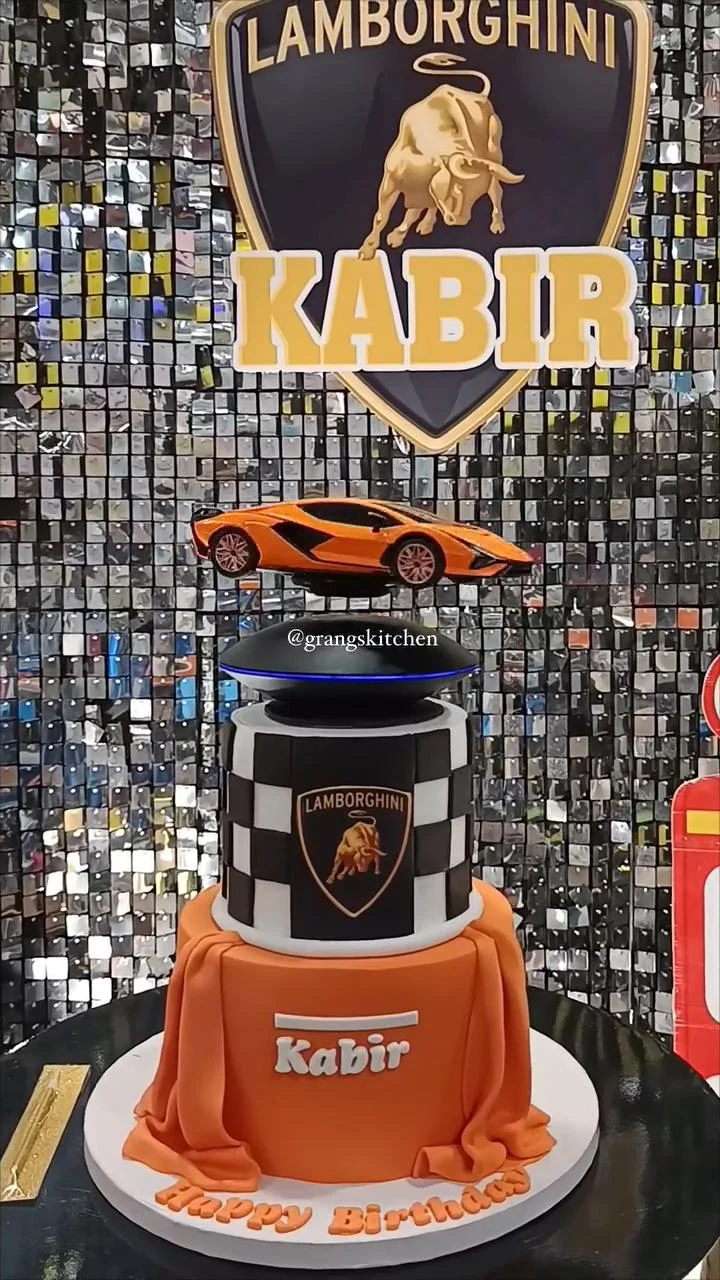 Levitating Lamborghini statement cake by Grangs Kitchen