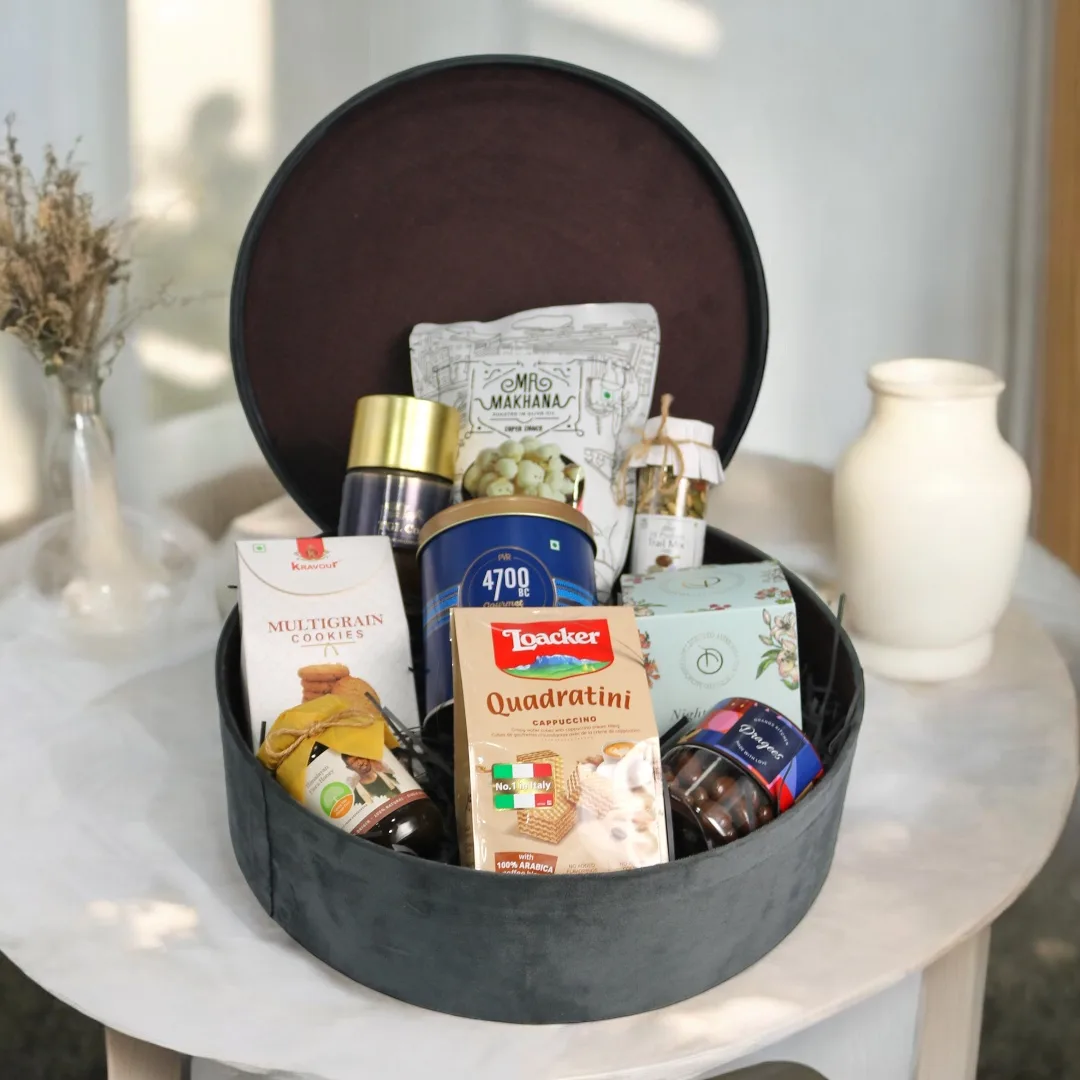 Mixed Diwali hamper with chocolates, popcorn, wafers and packaged treats